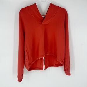 Calme Casual Cropped Pullover Hoodie Pumpkin Orange‎ Size Medium